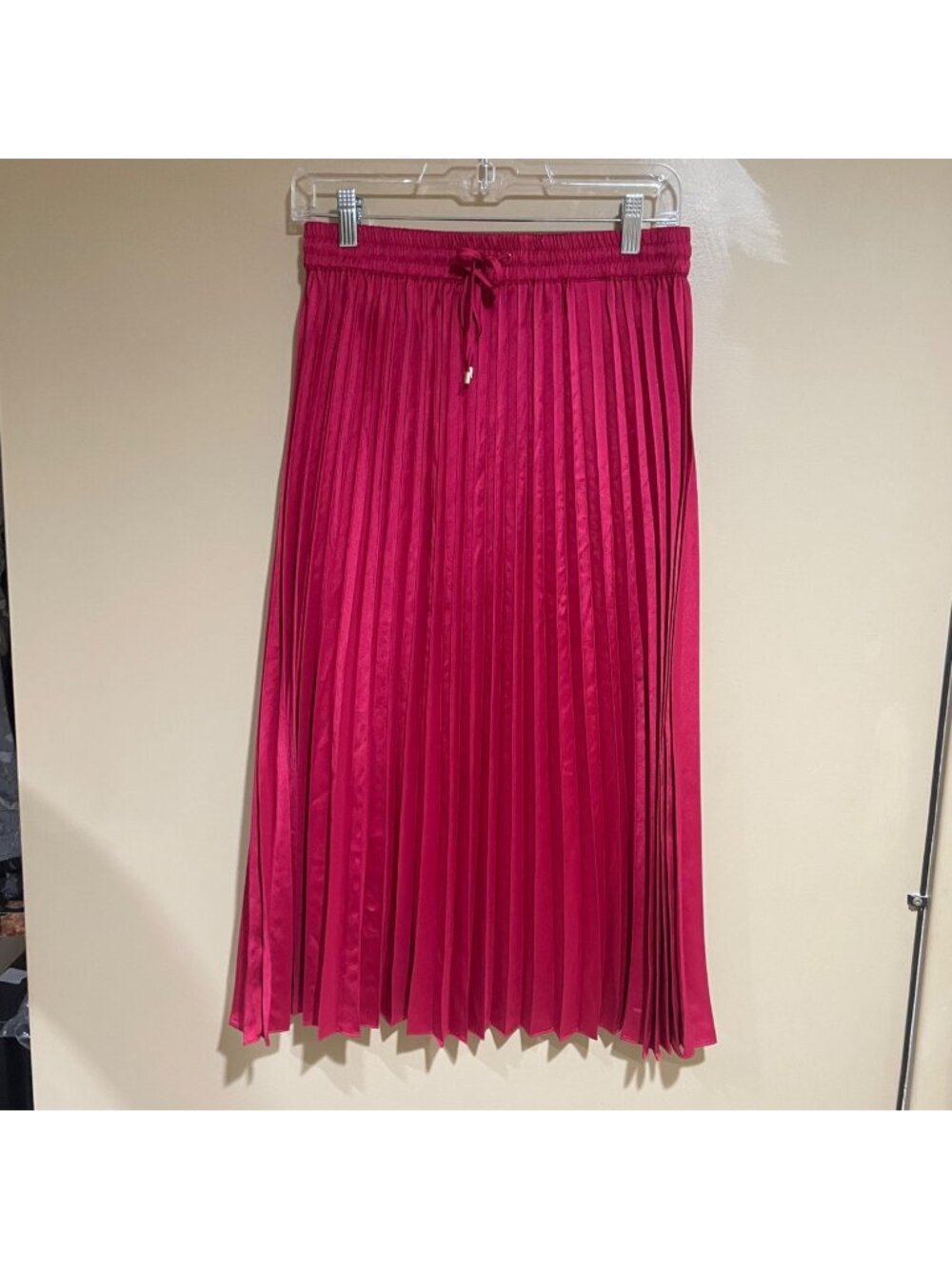scotch & soda pink pleated midi skirt